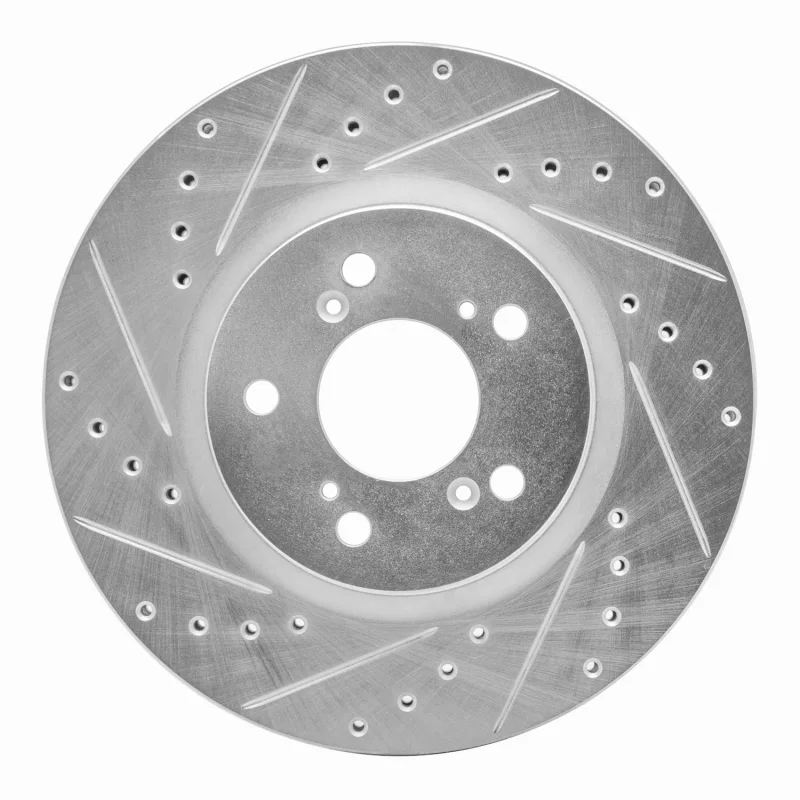 R1 Concepts 631-58021L, R1 05-12 Acura RL Front Left Drilled & Slotted Silver Brake Rotor