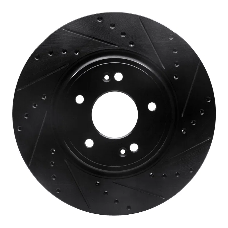 R1 Concepts 633-21040R, R1 18-23 Genesis G70 Front Right Drilled & Slotted Black Brake Rotor