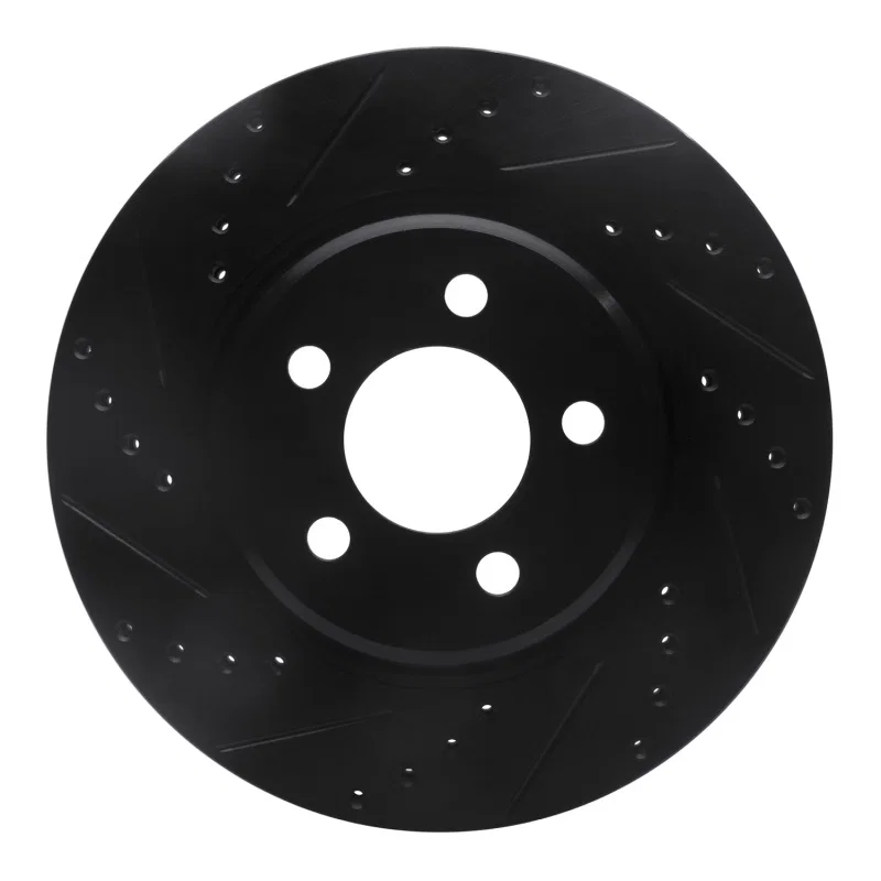 R1 Concepts 633-39015L, R1 05-23 Chrysler 300 Front Left Drilled & Slotted Black Brake Rotor