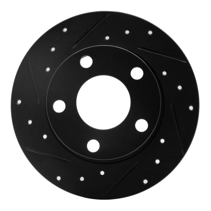 R1 Concepts 633-73009L, R1 85-00 Audi 5000CS Turbo Quattro Rear Left Drilled & Slotted Black Brake Rotor