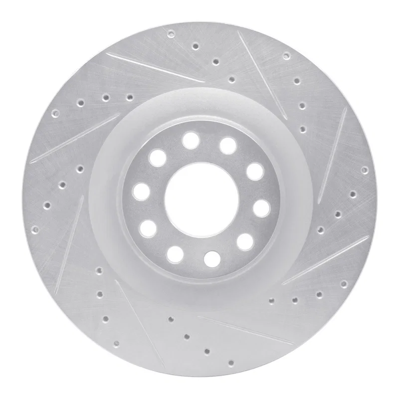 R1 Concepts 631-73026R, R1 01-03 Audi S8 Front Right Drilled & Slotted Silver Brake Rotor