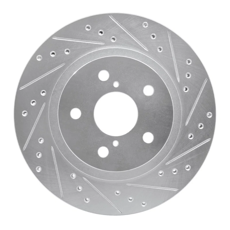 R1 Concepts 631-76122R, R1 96-03 Toyota RAV4 Front Right Drilled & Slotted Silver Brake Rotor