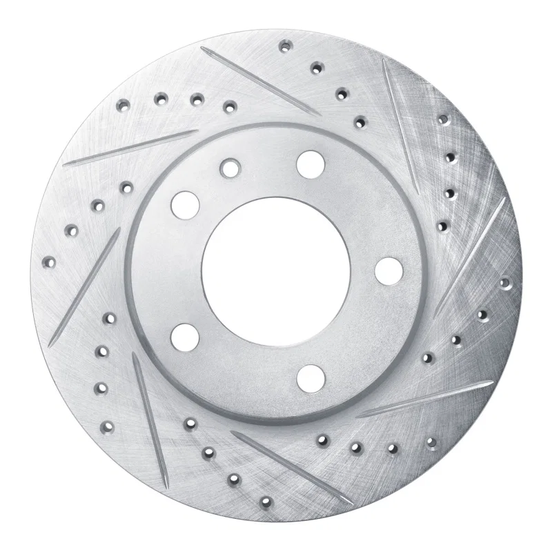 R1 Concepts 631-31014R, R1 82-88 BMW 528E Front Right Drilled & Slotted Silver Brake Rotor