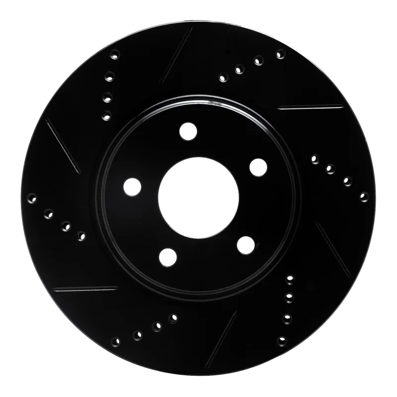 R1 Concepts 633-53003L, R1 04-12 Chevrolet Malibu Front Left Drilled & Slotted Black Brake Rotor