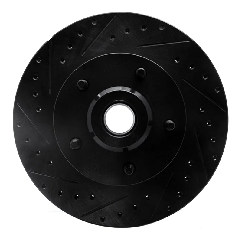 R1 Concepts 633-40096L, R1 03-03 Dodge Ram 1500 Van Front Left Drilled & Slotted Black Brake Rotor