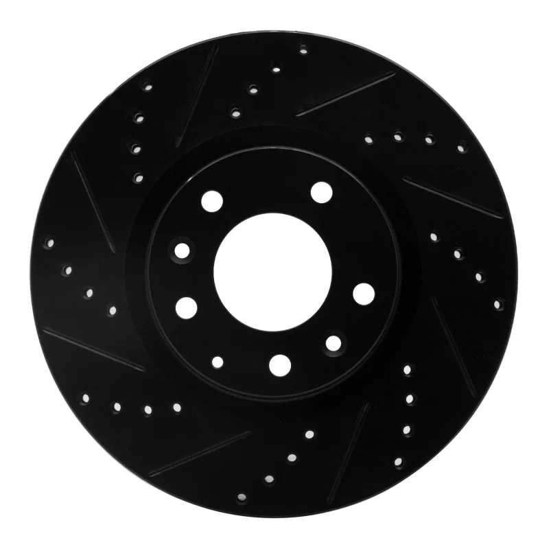 R1 Concepts 633-80042L, R1 04-08 Mazda RX-8 Front Left Drilled & Slotted Black Brake Rotor