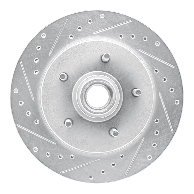 R1 Concepts 631-54153L, R1 97-00 Ford Expedition Front Left Drilled & Slotted Silver Brake Rotor