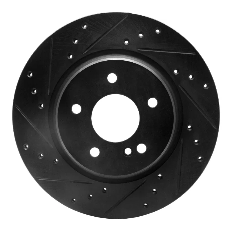 R1 Concepts 633-63040L, R1 98-09 Chrysler Crossfire Rear Left Drilled & Slotted Black Brake Rotor