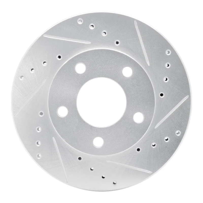 R1 Concepts 631-54016D, R1 1975-1980 Ford Granada Right Rear Drilled & Slotted Silver Brake Rotor