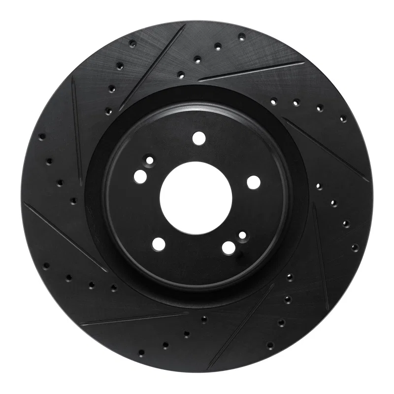 R1 Concepts 633-21048L, R1 21-26 Hyundai Sonata Front Left Drilled & Slotted Black Brake Rotor