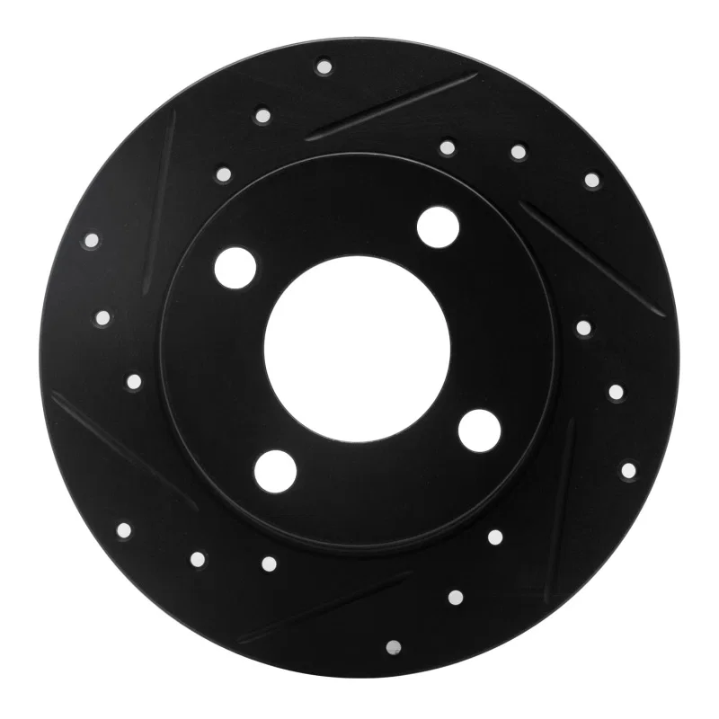 R1 Concepts 633-73007L, R1 82-98 Audi Cabriolet Rear Left Drilled & Slotted Black Brake Rotor