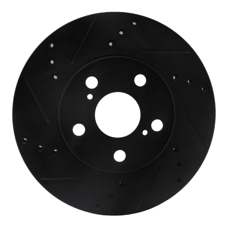 R1 Concepts 633-76087L, R1 10-17 Lexus CT200H Front Left Drilled & Slotted Black Brake Rotor