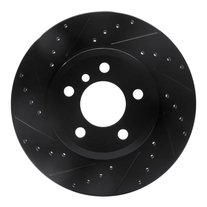 R1 Concepts 633-31139L, R1 04-10 BMW X3 Front Left Drilled & Slotted Black Brake Rotor