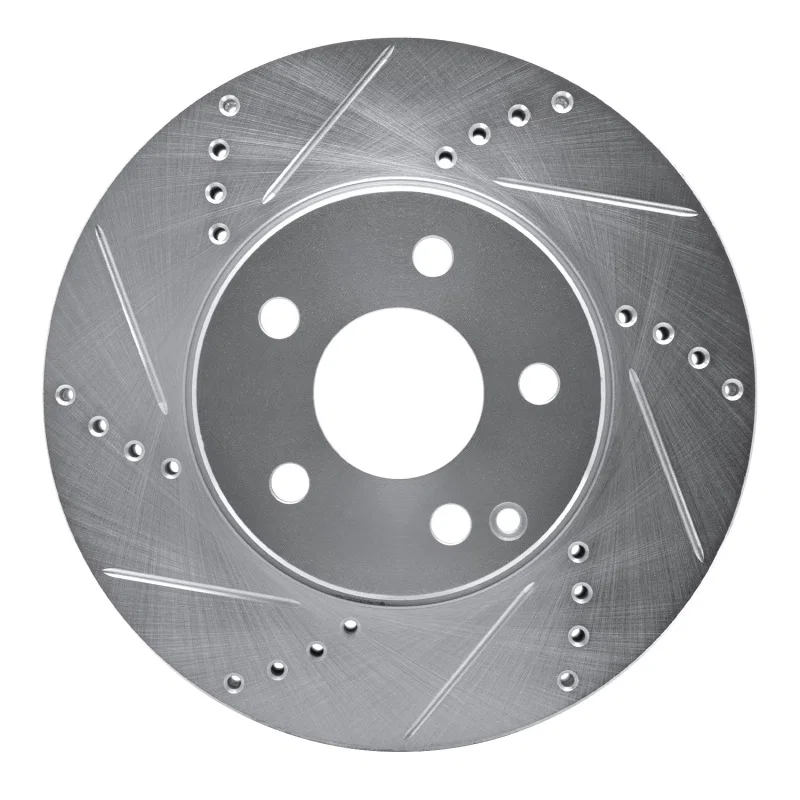 R1 Concepts 631-63050L, R1 03-09 Mercedes-Benz E320 Front Left Drilled & Slotted Silver Brake Rotor