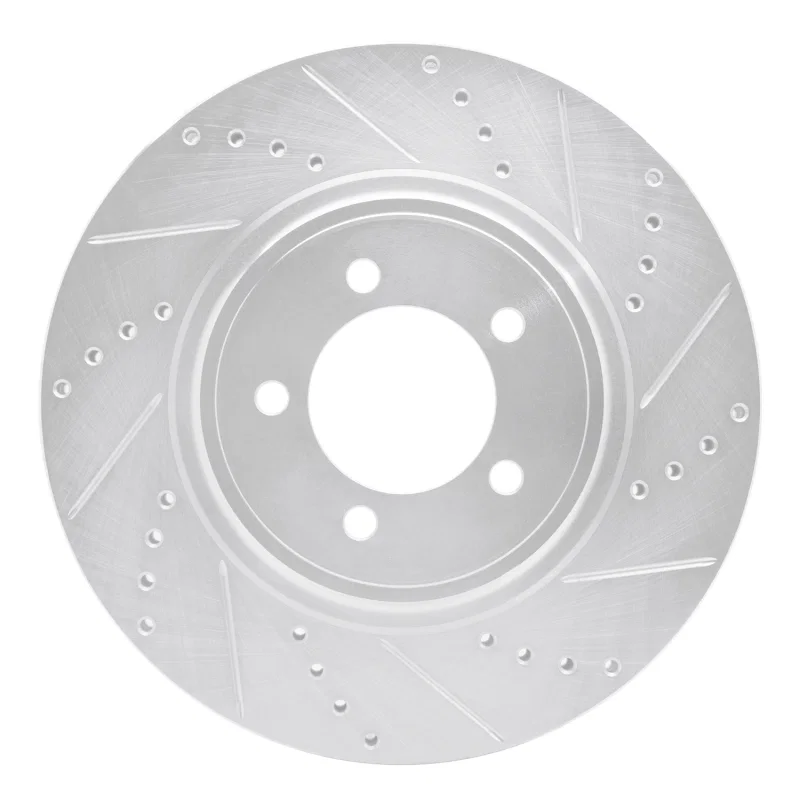 R1 Concepts 631-55007R, R1 03-05 Lincoln AVIATOR Front Right Drilled & Slotted Silver Brake Rotor