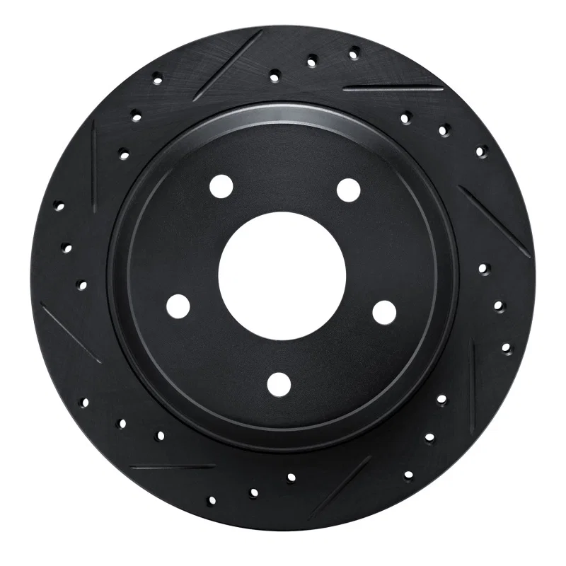 R1 Concepts 633-47015L, R1 84-87 Chevrolet Corvette Front Left Drilled & Slotted Black Brake Rotor