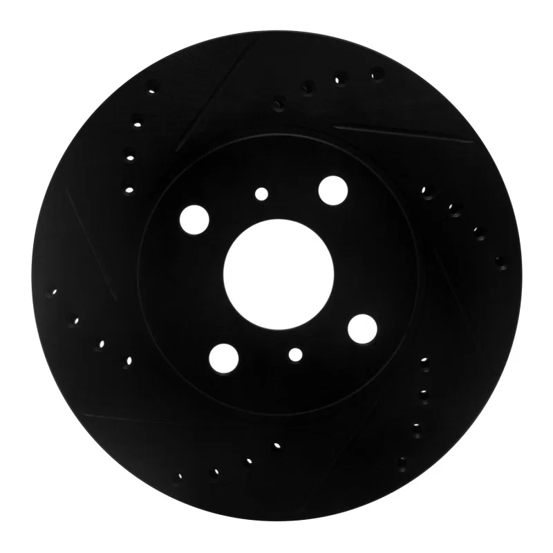 R1 Concepts 633-76072L, R1 00-05 Toyota Echo Front Left Drilled & Slotted Black Brake Rotor