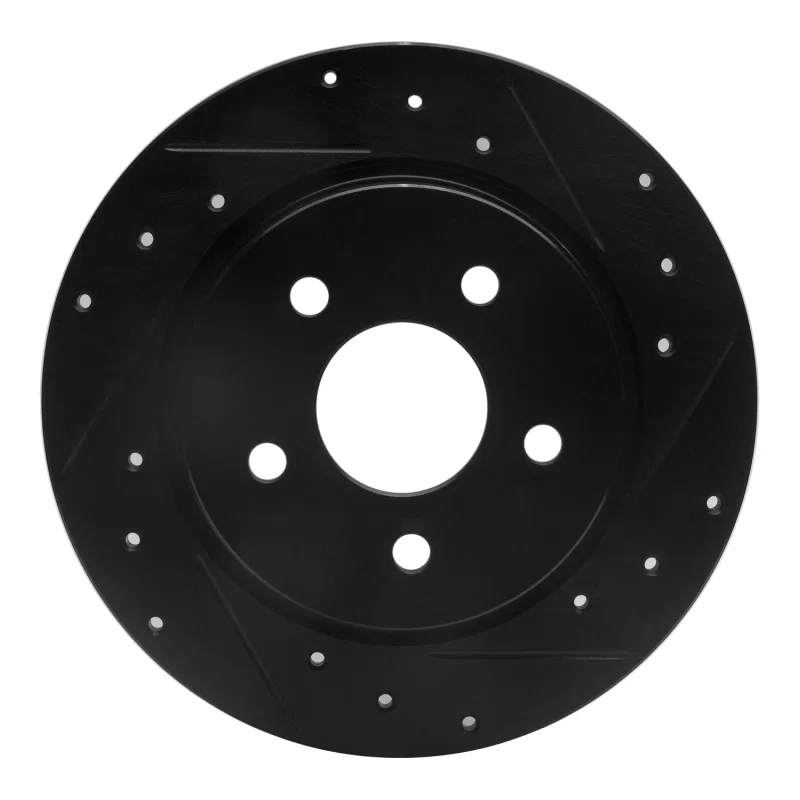 R1 Concepts 633-39033R, R1 20-25 Chrysler Pacifica Rear Right Drilled & Slotted Black Brake Rotor