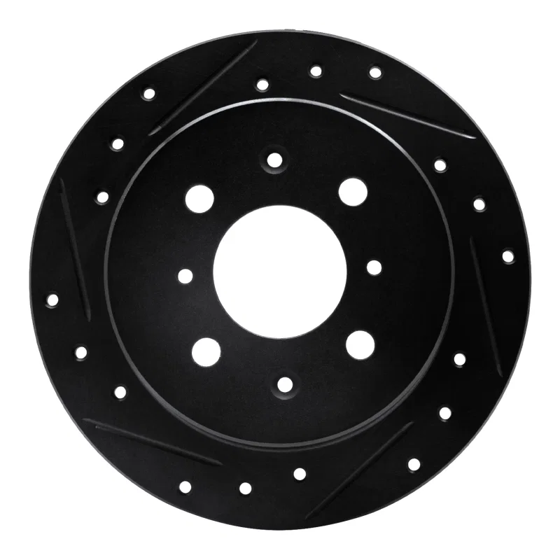 R1 Concepts 633-59014L, R1 88-01 Acura Integra Rear Left Drilled & Slotted Black Brake Rotor