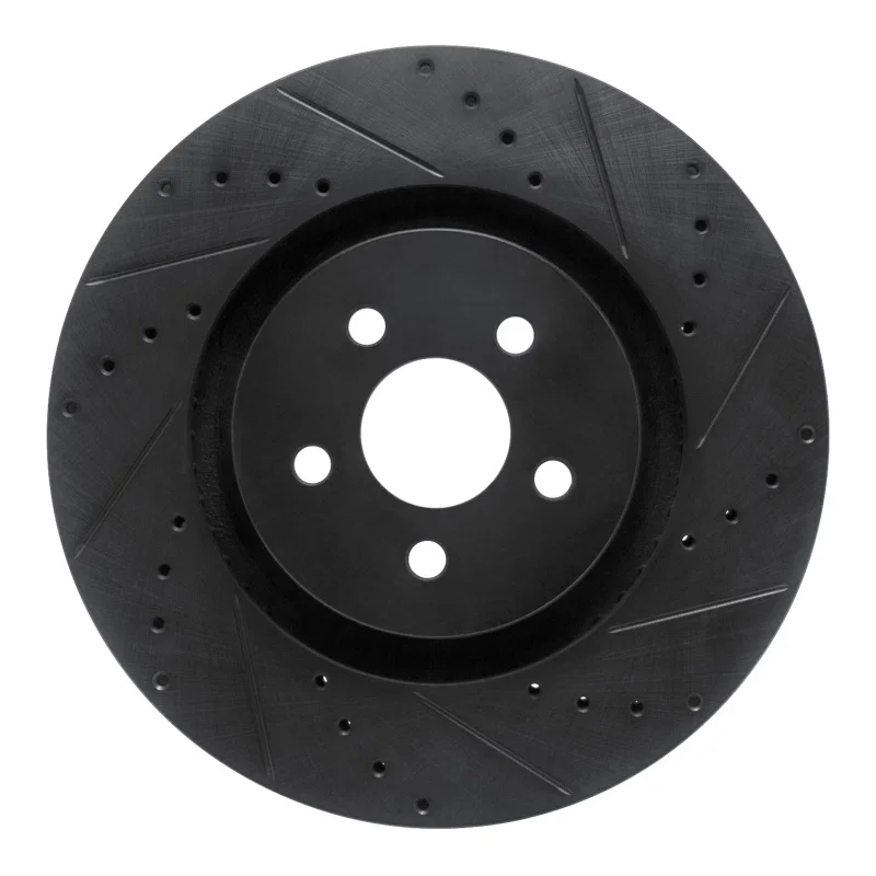 R1 Concepts 633-55006R, R1 15-21 Ford Edge Front Right Drilled & Slotted Black Brake Rotor