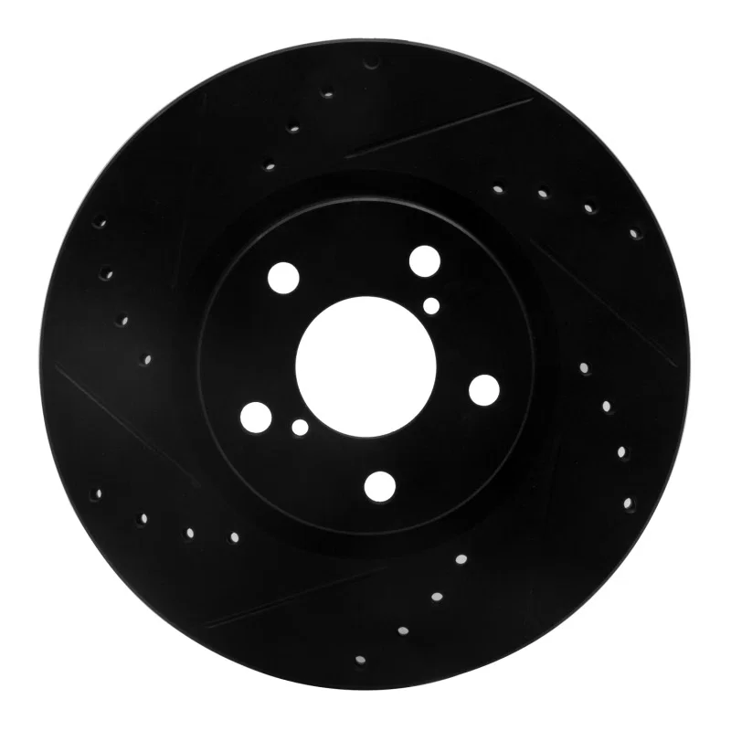 R1 Concepts 633-13039L, R1 17-23 Subaru Impreza Front Left Drilled & Slotted Black Brake Rotor