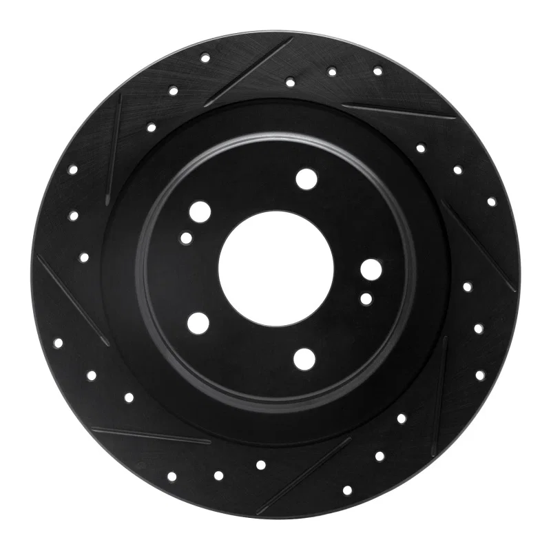 R1 Concepts 633-72063L, R1 13-25 Mitsubishi Eclipse Cross Rear Left Drilled & Slotted Black Brake Rotor