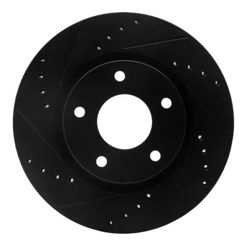 R1 Concepts 633-67064L, R1 13-19 Nissan SENTRA Front Left Drilled & Slotted Black Brake Rotor