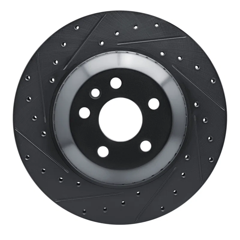 R1 Concepts 633-11035L, R1 20-26 Jaguar I-Pace Rear Left Drilled & Slotted Black Brake Rotor