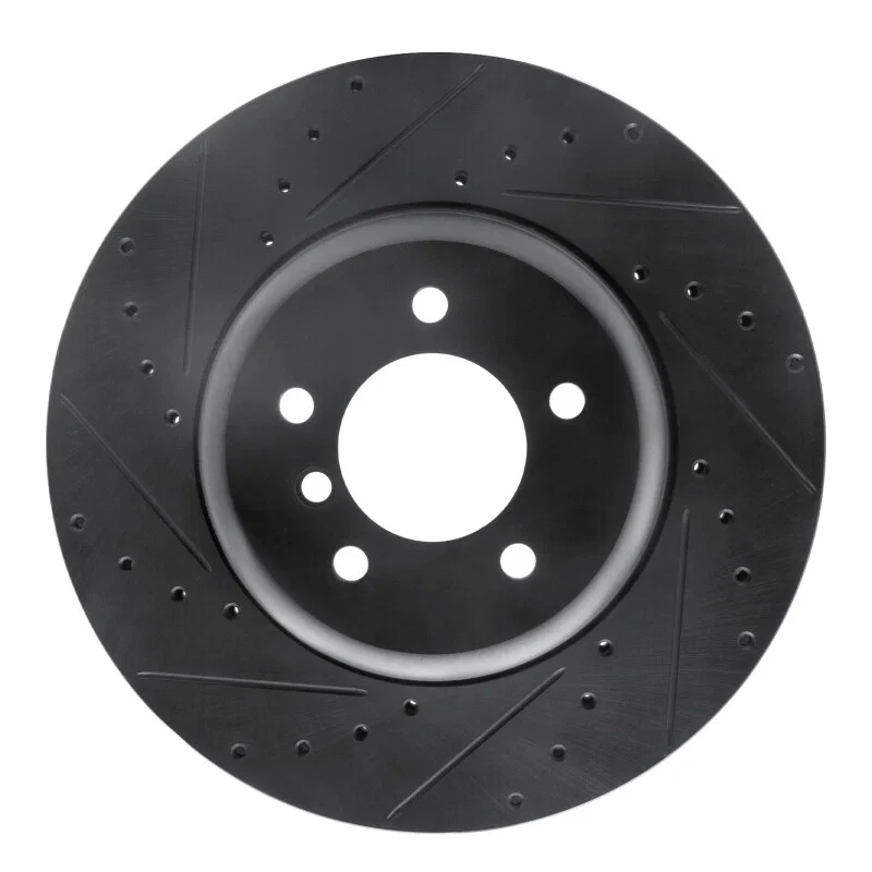 R1 Concepts 633-31105L, R1 11-16 BMW Z4 Front Left Drilled & Slotted Black Brake Rotor