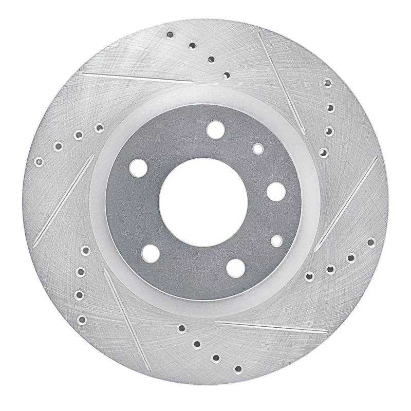 R1 Concepts 631-80081R, R1 2019-2025 Mazda 3 Front Right Drilled & Slotted Silver Brake Rotor