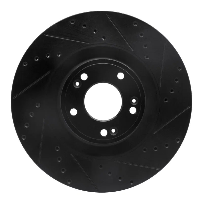 R1 Concepts 633-03036R, R1 11-17 Genesis G80 Front Right Drilled & Slotted Black Brake Rotor