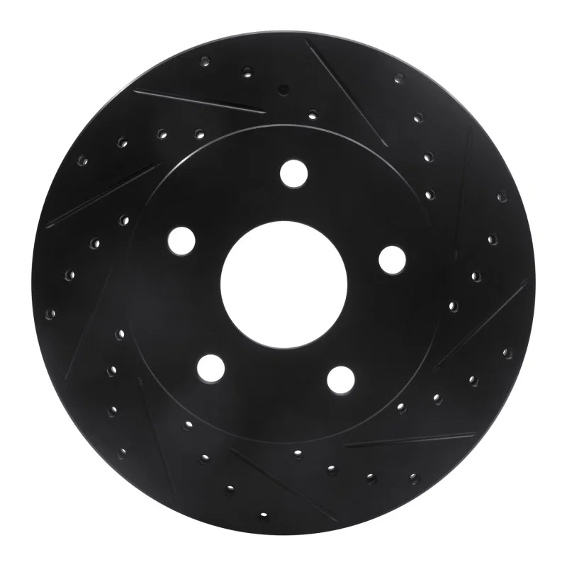R1 Concepts 633-42024R, R1 99-04 Jeep Grand Cherokee Front Right Drilled & Slotted Black Brake Rotor