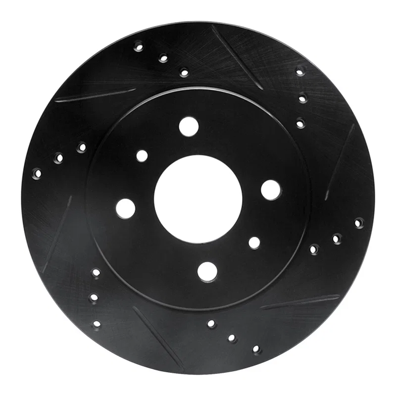 R1 Concepts 633-53001R, R1 91-02 Saturn SW1 Front Right Drilled & Slotted Black Brake Rotor