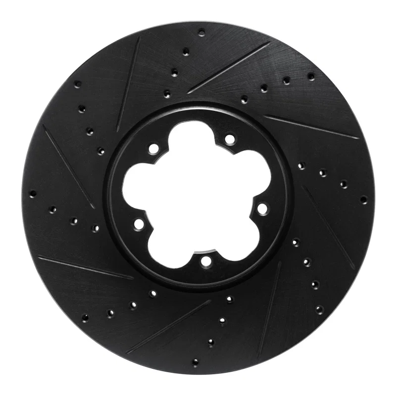 R1 Concepts 633-54232L, R1 14-19 Ford Transit-350/SRW Front Left Drilled & Slotted Black Brake Rotor