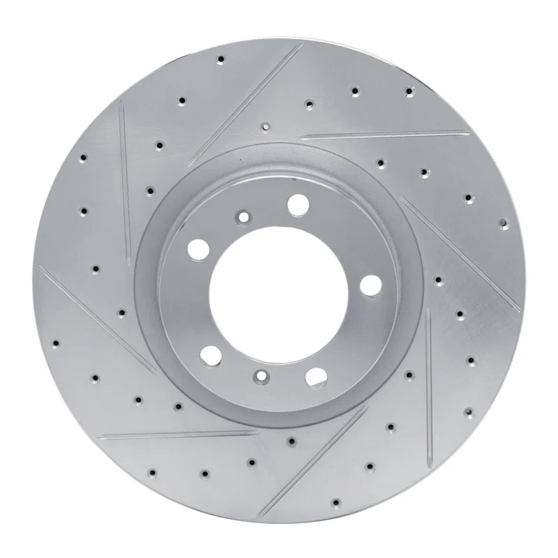 R1 Concepts 631-02084D, R1 10-24 Audi RS e-Tron GT Left Front Drilled & Slotted Silver Brake Rotor